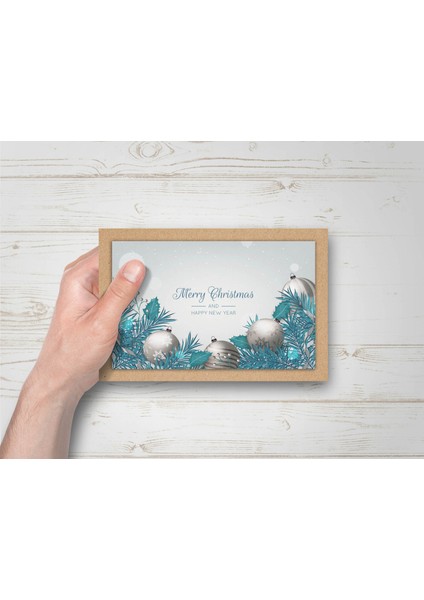 Yılbaşı Temalı Kraft Kart Üzeri Kartpostal Seti (15X10 cm 6 Adet+6 Adet Zarf)