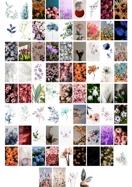 Çiçekler Temalı Kartpostal Seti (10X15 cm 76 Adet)