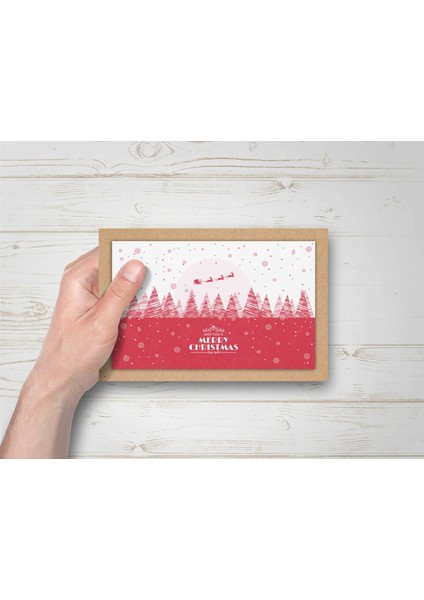 Yılbaşı Temalı Kraft Kart Üzeri Kartpostal Seti (15X10 cm 6 Adet+6 Adet Zarf)