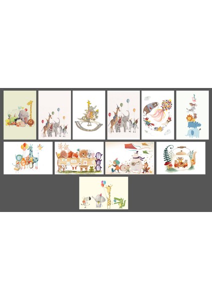Çocuk Çizimleri Temalı Kartpostal Seti (10X15 cm 11 Adet)