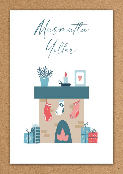 Yılbaşı Temalı Kraft Kart Üzeri Kartpostal Seti (15X10 cm 6 Adet+6 Adet Zarf) fiyatları