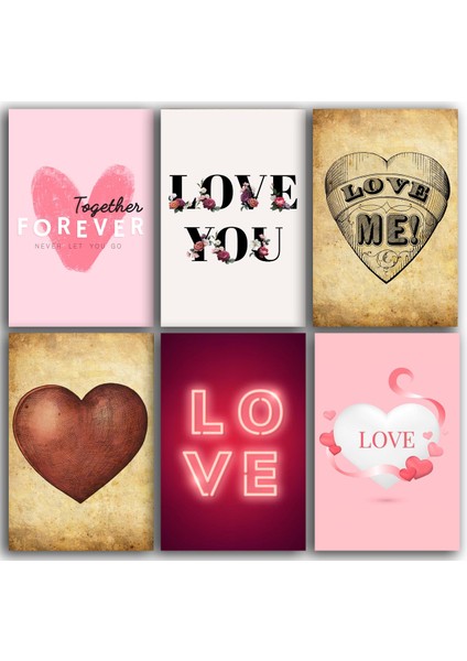 Love Temalı Kartpostal Seti (10X15 cm 6 Adet)