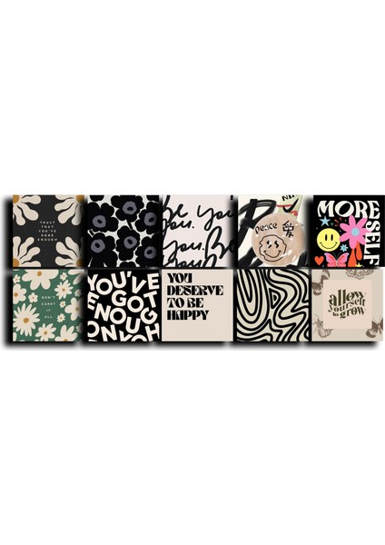 Aesthetic Siyah Temalı Kartpostal Seti (15X15 cm 10 Adet)