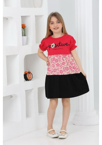 Çiçek Baskılı Kız Çocuk Yazlık Elbise