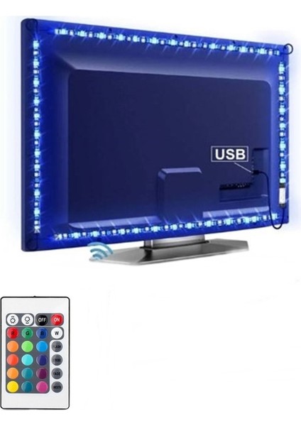 Kumandalı USB Şerit LED Tv Pc Arkası Çok Renkli Rgb Aydınlatma 4 Metre Çok Modlu Görsel Şölen