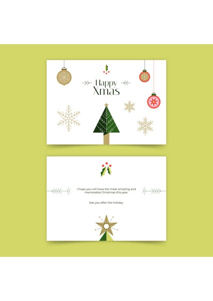 Yılbaşı Temalı Çift Taraflı Kartpostal Seti (15X10 cm 6 Adet+6 Adet Zarf)