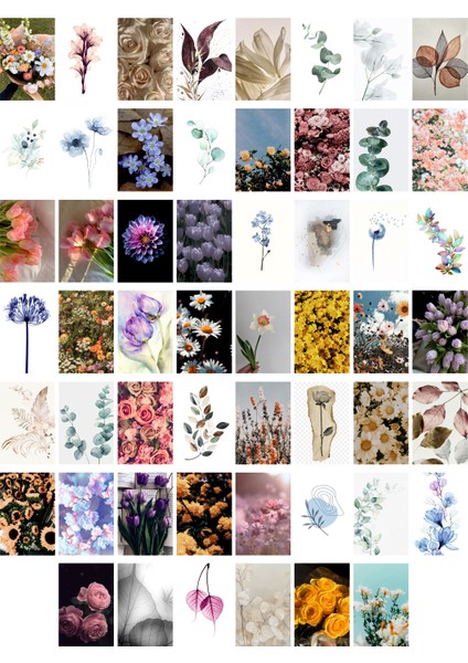 Çiçekler Temalı Kartpostal Seti (10X15 cm 54 Adet)