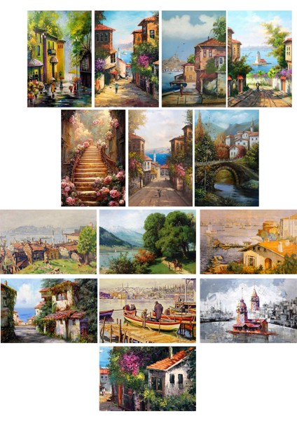 Türk Ressamlar Temalı Kartpostal Seti (10X15 cm 14 Adet)
