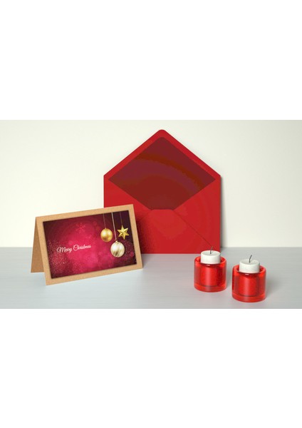 Yılbaşı Temalı Kraft Açılır Kartpostal Seti (15X10 cm 6 Adet+6 Adet Zarf)