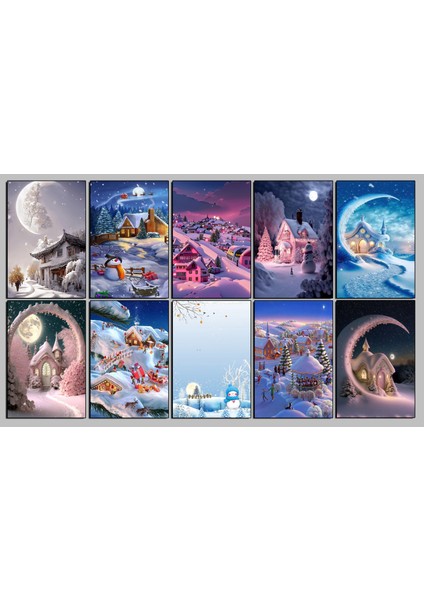 Yılbaşı Temalı Kartpostal Seti (10X15 cm 10 Adet)
