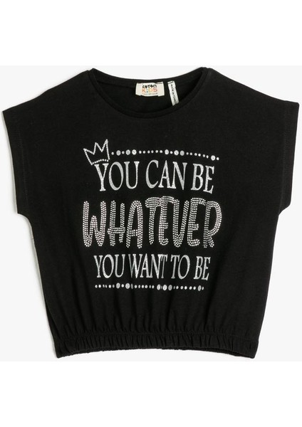 Tişört Beli Lastikli Bol Kalıp Kısa Kollu Pamuklu