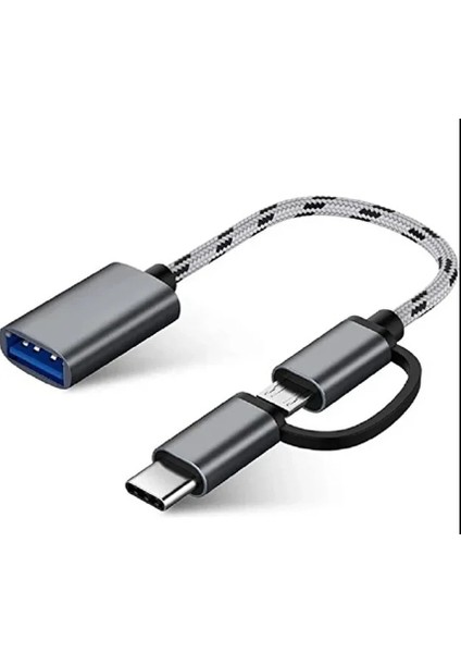 Yüksek Hızlı USB 3.0 Otg To Type C Micro USB Data Şarj Çevirici Dönüştürücü Adaptör Hasır Kablo