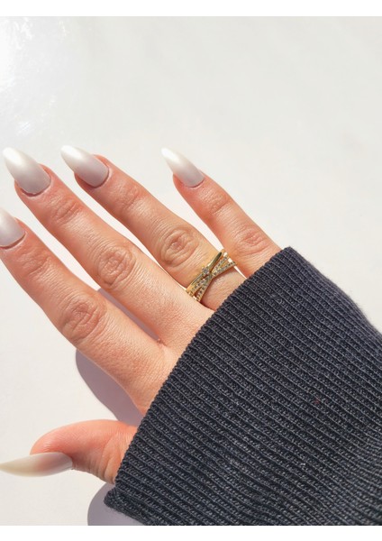 Kadın Zirkon Taşlı Tek Taş Kurdele Model Yüzük