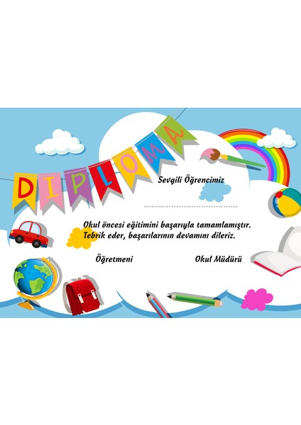 Okul Öncesi Için Diploma (A4 - 12 adet)