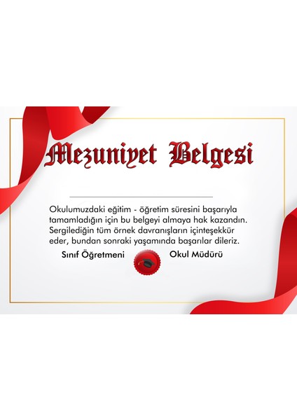 Okullar Için Mezuniyet Belgesi (A4-12 adet)