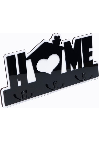 Deep Creative Duvar Askılığı 4 Askılı Doğal Ahşap Siyah Pleksi- Siyah Akrilik Home modelleri