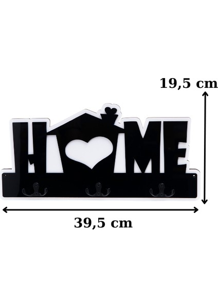 Deep Creative Duvar Askılığı 4 Askılı Doğal Ahşap Siyah Pleksi- Siyah Akrilik Home fırsatları