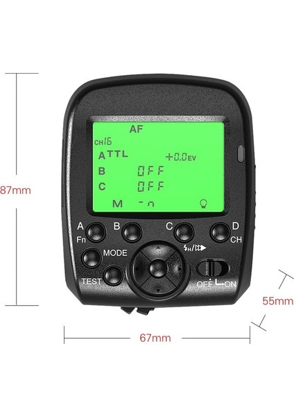 Pdx G1C Geniş LCD Ekranlı Çift Ttl Kablosuz Tetikleyici 1/8000S Hss 2.4g Kablosuz Iletim Canon Serisi Kameralar Için 16 Kanal