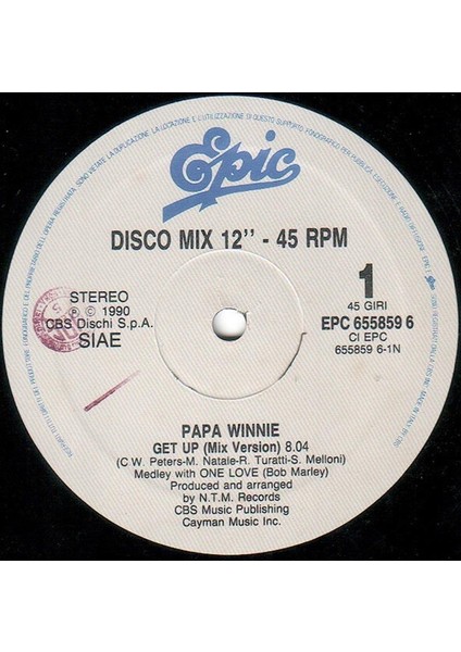 Papa Winnie – Get Up - Ragga, Reggae-Pop Vinly Plak Alithestereo