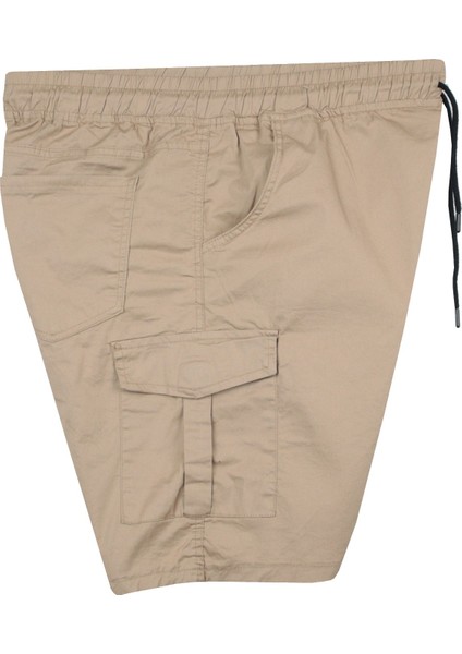 Erkek Büyük Beden 100-156 Kilo Arası Için Uygun Kargo Cepli Gabardin Şort Bej modelleri