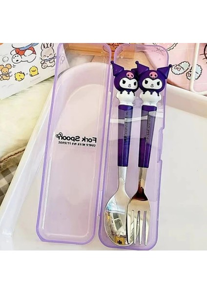 Sanrio Karakterleri Çatal Kaşık Seti Hello Kitty, Kuromi, My Melody, Pompompurin