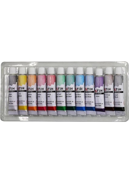 Akrilik Boya Tüplü 12 Renk 12 Ml-