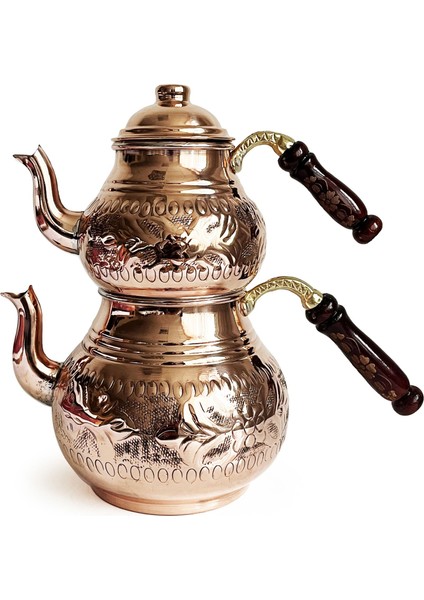 El Işleme Klasik Bakır Çaydanlık No:2 Kalın