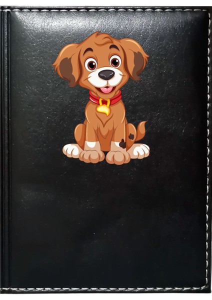 Kişiye Özel Sevimli Köpek 1 Görselli Siyah Ruhsat Kabı