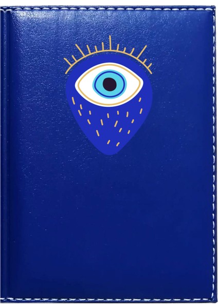 Kişiye Özel Nazar Boncuğu 6 Görselli Lacivert Ruhsat Kabı