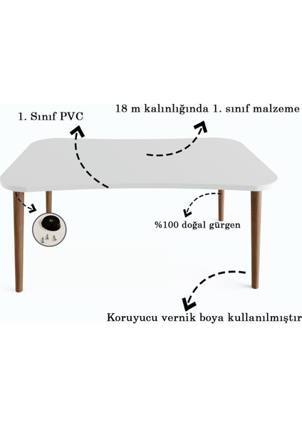 Aleyna Orta Sehpa ve Zigon Sehpa Ahşap Ayaklı Çay Kahve Sehpası Xl 5'li Salon Seti - Sonomo