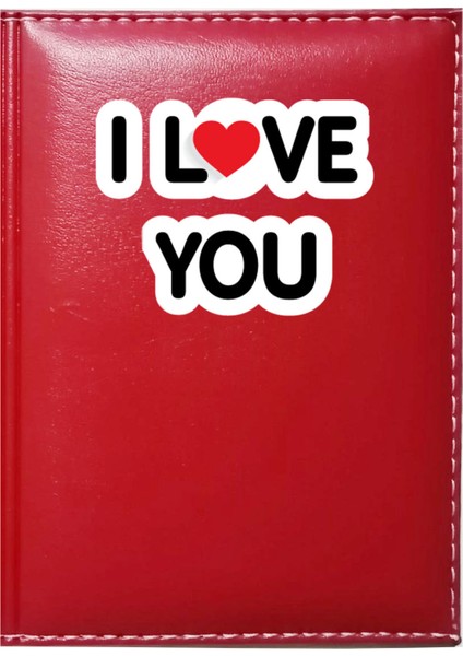 Kişiye Özel I Love You 1 Görselli Kırmızı Ruhsat Kabı