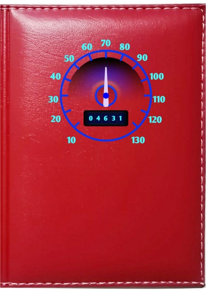 Kişiye Özel Kilometre 2 Görselli Kırmızı Ruhsat Kabı