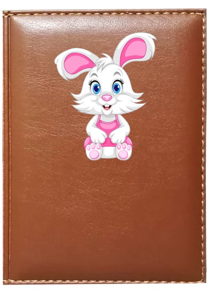 Kişiye Özel Sevimli Tavşan 1 Görselli Taba Ruhsat Kabı