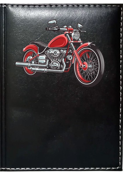 Kişiye Özel Motorsiklet 2 Görselli Siyah Ruhsat Kabı