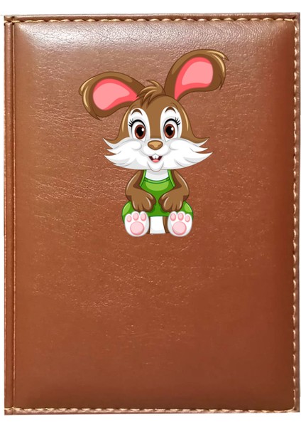 Kişiye Özel Sevimli Tavşan 4 Görselli Taba Ruhsat Kabı