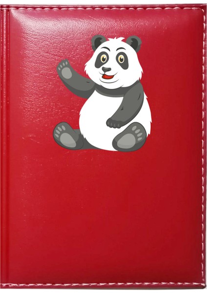 Kişiye Özel Sevimli Panda 1 Görselli Kırmızı Ruhsat Kabı