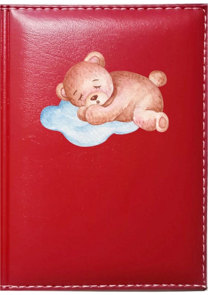 Kişiye Özel Sevimli Ayıcık 2 Görselli Kırmızı Ruhsat Kabı