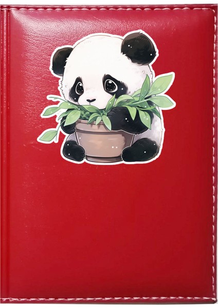 Kişiye Özel Sevimli Panda 2 Görselli Kırmızı Ruhsat Kabı