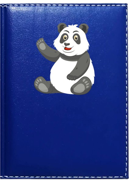 Kişiye Özel Sevimli Panda 2 Görselli Lacivert Ruhsat Kabı