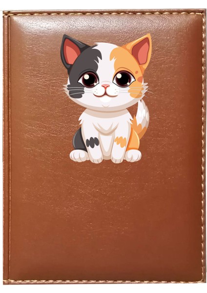 Kişiye Özel Sevimli Kedi 1 Görselli Taba Ruhsat Kabı