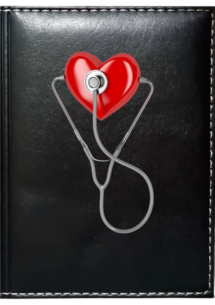 Kişiye Özel Doktor 2 Görselli Siyah Ruhsat Kabı