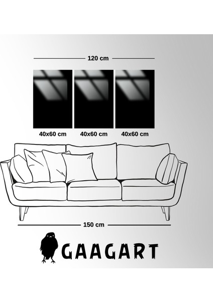 3lü Metal Çerçeveli Cam Tablo Seti Gümüş Siyah Üçgen Kompozisyonu fırsatları