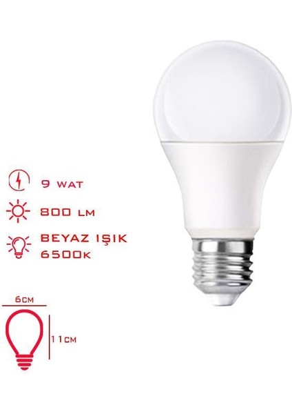 Leva Ampul LED 9W Beyaz Isık E27/LV-2945