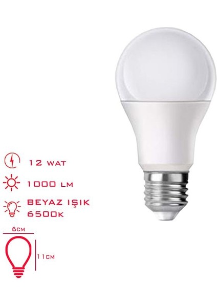 Leva Ampul LED 12W Beyaz Isık E27 LV-2947