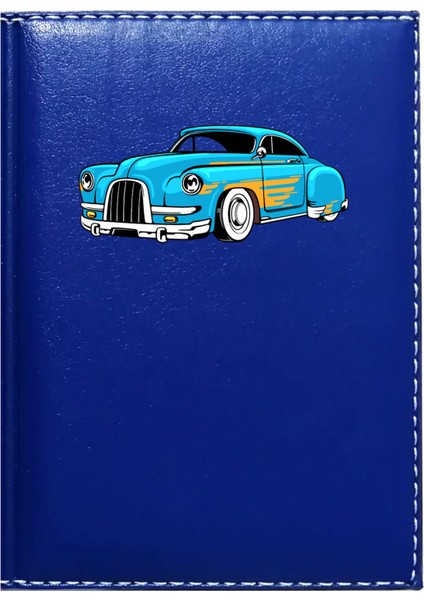 Kişiye Özel Araba 3 Görselli Lacivert Ruhsat Kabı