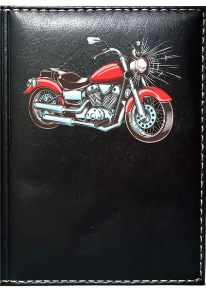 Kişiye Özel Motorsiklet 3 Görselli Siyah Ruhsat Kabı