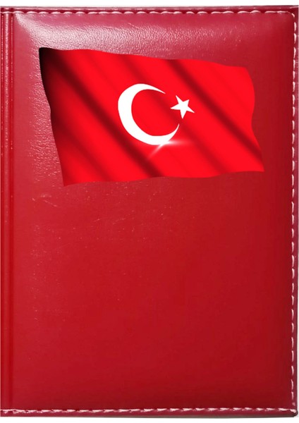 Kişiye Özel Türk Bayrağı Görselli Kırmızı Ruhsat Kabı