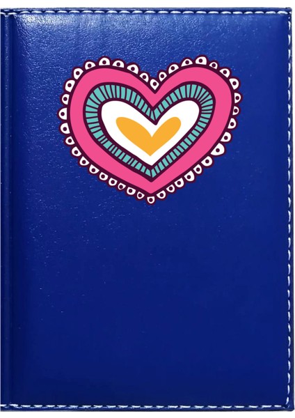 Kişiye Özel Kalp Görselli Lacivert Ruhsat Kabı