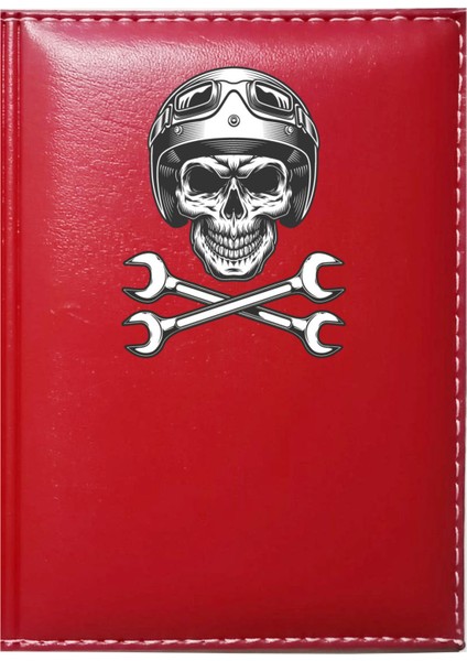 Kişiye Özel Kuru Kafa Görselli Kırmızı Ruhsat Kabı