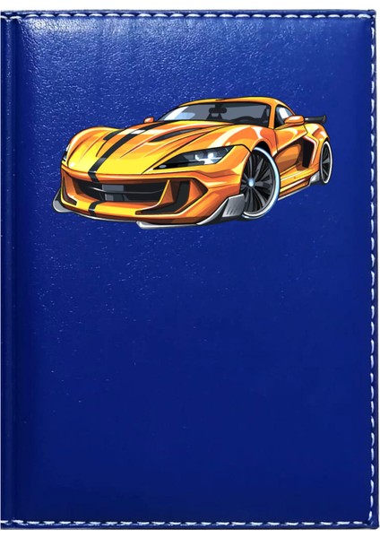 Kişiye Özel Lüks Araba Görselli Lacivert Ruhsat Kabı